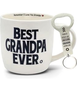 Best Grandpa Mug 12 Ounce Ceramic, Grandpa Keychain Bottle Opener, Grandpa Gift from Grandchildren, I Love You Grandpa, Grandfather Mug, Gift for Grandpa Birthday Father Day