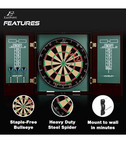 EastPoint Sports Bristle Dartboard and Cabinet Sets- Features Easy Assembly - Complete with All Accessories Derbyshire