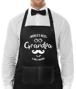 Funny Mens Apron with Pockets for Grilling BBQ Cooking,Birthday Gifts for Men Dad Grandpa Friends World's Best Grandpa