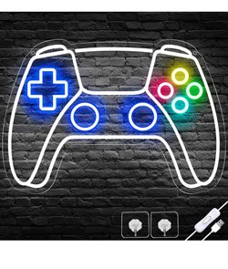 Gamer Neon Sign, Gamepad Shaped LED Neon Sign for Gamer Room Decor, Gaming Neon Sign for Boys Room Decor, Neon Gaming Sign for Gaming Wall Decor, USB Powered Gamer Gifts for Teens, Boys, Kids White Gamepad Neon Sign