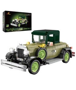 JMBricklayer Vintage Cars Building Sets for Adults with Lights 50001, Classic Retro Model Car Kits, Antique Cars Collectible Display Decorations, Building Toys Gifts for Men Women Boys Girls(1297 PCS) Green