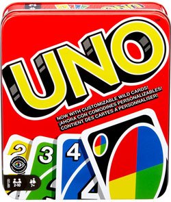 Mattel Games UNO Card Game for Family Night, Travel Game & Gift for Kids in a Collectible Storage Tin for 2-10 Players (Amazon Exclusive) Classic UNO