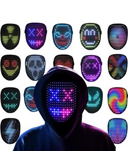 Ompusos Led Mask, Light Up Mask with Gesture Sensing, LED Lighted Face Transforming