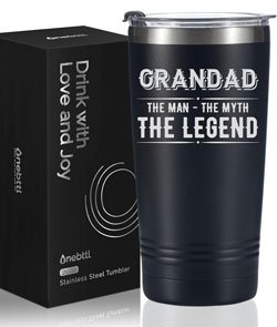 Onebttl Grandpa Gifts Tumbler, Grandfather Presents from Granddaughters Grandsons for Father's Day Christmas Birthday, Stainless Steel Cup with Lid, 20oz/590ml - Grandad Gifts Grandad - Man Myth Legend