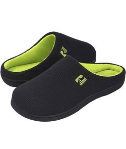 RockDove Men's Original Two-Tone Memory Foam Slipper 9-10 Black/Lime