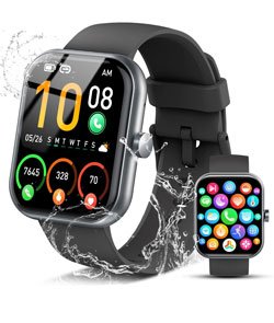 Smart Watch for Men Women, 1.96" Fitness Tracker Running Watch (Answer/Make Call), IP68 Waterproof, Pedometer, Sleep/Step/Activity/Heart Rate Monitor, 110+ Sport Modes Smartwatch for Adroid iOS Phone Black