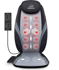 Snailax Shiatsu Massage Cushion with Heat Massage Chair Pad Kneading Back Massager for Home Office Seat use Grey and Black