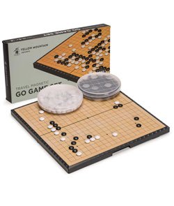 Yellow Mountain Imports Medium Magnetic 19x19 Go Game Set Board, 11-Inch with Single Convex Plastic Go Stones - Folding, Portable & Travel-Size Set