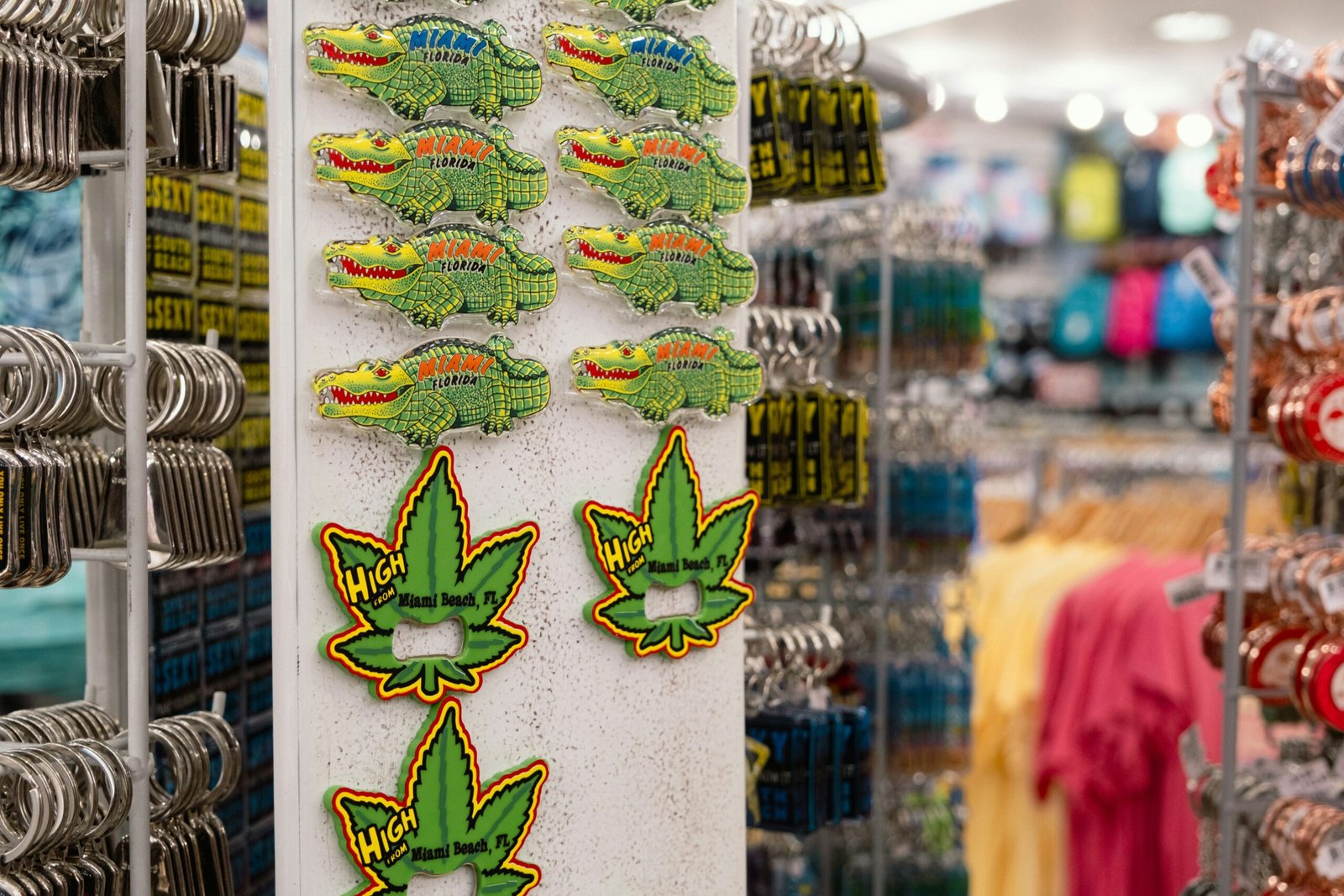 a display of marijuana stickers in a store