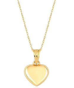 GELIN 14k Solid Gold Puffed Heart Necklace for Women