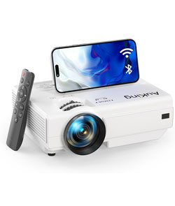 AuKing Projector, 2024 Upgraded Projector with WIFi and Bluetooth, Full-HD 1080P Home Theater Video Projector, Compatible with HDMI/USB/AV/Smartphone/TV Box/Laptop(White)