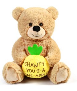 BenBen Shawty U Fine Teddy Bear for Girlfriend, 10 inch Teddy Bear Stuffed Animal with Pineapple, Funny Plush Bear Toy Gift for Her, Women, Wife on Christmas Valentine's Day Anniversary