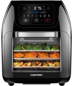 CHEFMAN Multifunctional Digital Air Fryer+ Rotisserie, Dehydrator, Convection Oven, 17 Touch Screen Presets Fry, Roast, Dehydrate, Bake, XL 10L Family Size, Auto Shutoff, Large Easy-View Window, Black 10 Quart Black