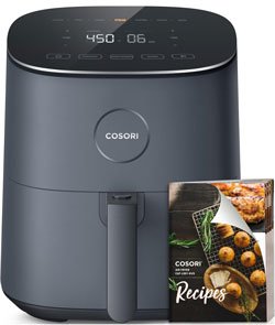 COSORI Air Fryer 9-in-1, Compact 5-Qt, Perect for Meat Enthusiasts with 450°F Max Heat Function, 130+ In-App Recipes, Little to No Oil, Easy Clean Glass Touch Panel & Nonstick Basket, Gray 5 QT Grey