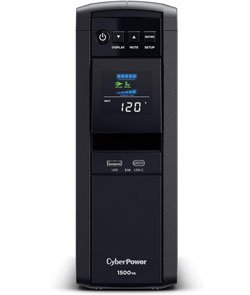 CyberPower CP1500PFCLCD PFC Sinewave UPS System, 1500VA/1000W, 12 Outlets, AVR, Mini Tower,Black 1500VA UPS