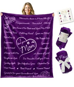 Gifts for Mom, Blanket for Mom Gifts, for Mom from Daughter, Banket for Mom, Mom Birthday Gifts, Gift for Mom from Son, Mom Blanket, Mom Gifts, 65" × 50" (Purple)