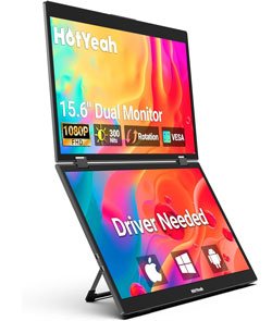 HotYeah Triple Laptop Screen Extender, 15.6" Dual Stacked Monitor,1080P FHD Folding Portable Travel Extended Screen (Windows/Mac/Android)