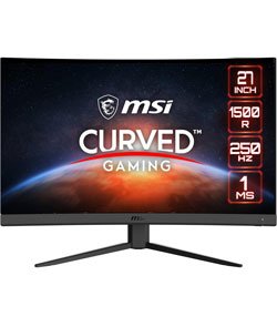 MSI G27C4X 27" Curved Gaming Monitor, 1920 x 1080 (FHD), 1ms, 250Hz, FreeSync, HDMI, DisplayPort, Anti-Flicker, Anti-Glare, HDR Ready,Black 27" G27C4X