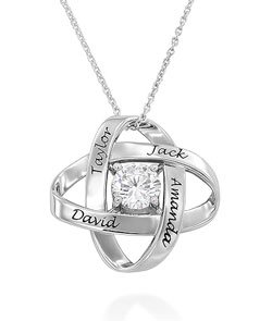 MyNameNecklace Custom Engraved Eternal Necklace with Cubic Zirconia in Sterling Silver 18k Gold Plating - Personalized Mothers Day Jewelry Gift Idea for Her Mom Grandma, Aunt