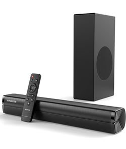 Nylavee 2.1ch Sound Bar for Smart TV with Wired Subwoofer, 100W Surround Sound Bluetooth Soundbar for TV, 16 inch Small Deep Bass TV Speakers, HDMI-ARC/Coaxial/AUX/USB Connection for TV, PC, Projector