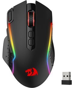 Redragon M810 Pro Wireless Gaming Mouse, 10000 DPI Wired/Wireless Gamer Mouse w/Rapid Fire Key, 8 Macro Buttons, 45-Hour Reliable Power Capacity and RGB Backlit for PC/Mac/Laptop Black M810 PRO