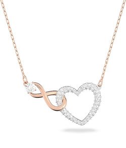 Swarovski Infinity Heart Jewelry Collection, Necklaces and Bracelets, Rose Gold & Rhodium Tone Finish, Clear Crystals Pendant Necklace