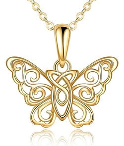 KECHO 14k Yellow Gold Butterfly Jewelry for Women Fine Gold Filigree Celtic Knot Jewelry Gifts for Her Butterfly Bracelet